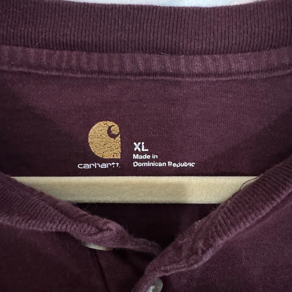 CARHARTT Workwear Short-Sleeve Henley Shirt In Port Maroon Size XL - Picture 3 of 6